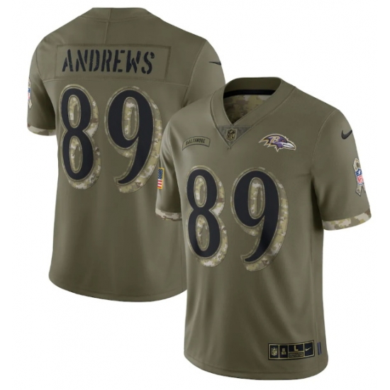 Men Baltimore Ravens 89 Mark Andrews Olive 2022 Salute To Service Limited Stitched Jersey Men Baltimore Ravens 89 Mark Andrews Olive 2022 Salute To Service Limited Stitched Jersey