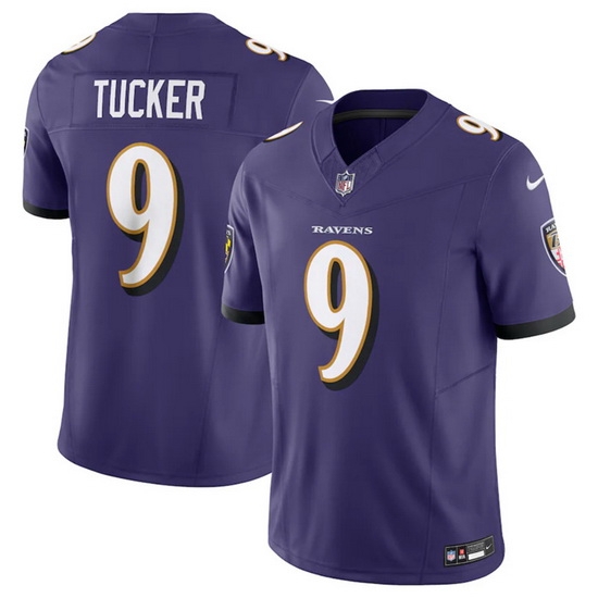Men Baltimore Ravens 9 Justin Tucker Purple 2023 F U S E Vapor Jersey Men Baltimore Ravens 9 Justin Tucker Purple 2023 F U S E Vapor Jersey