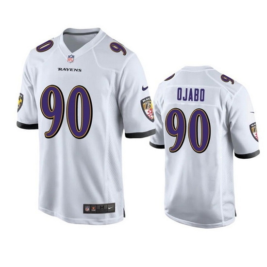 Men Baltimore Ravens 90 David Ojabo White Stitched Game Jersey Men Baltimore Ravens 90 David Ojabo White Stitched Game Jersey
