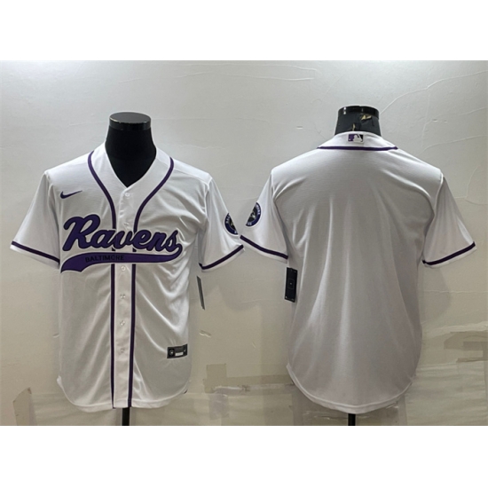 Men Baltimore Ravens Blank White With Patch Cool Base Stitched Baseball Jersey Men Baltimore Ravens Blank White With Patch Cool Base Stitched Baseball Jersey
