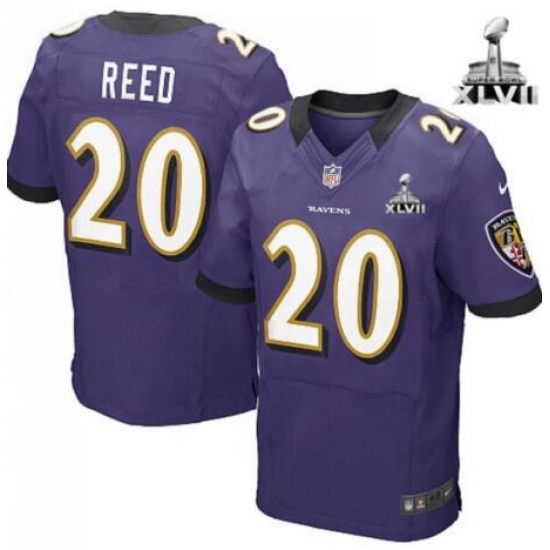 Men Ravens #20 Reed Purple Elite Jersey Men Ravens #20 Reed Purple Elite Jersey