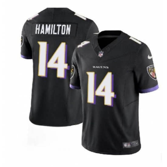 Men's Baltimore Ravens #14 Kyle Hamilton Black 2023 F.U.S.E. Vapor Limited Stitched Jersey Men's Baltimore Ravens #14 Kyle Hamilton Black 2023 F.U.S.E. Vapor Limited Stitched Jersey