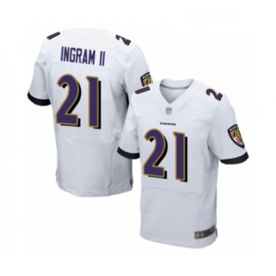 Mens Baltimore Ravens 21 Mark Ingram II Elite White Football Jersey Mens Baltimore Ravens 21 Mark Ingram II Elite White Football Jersey