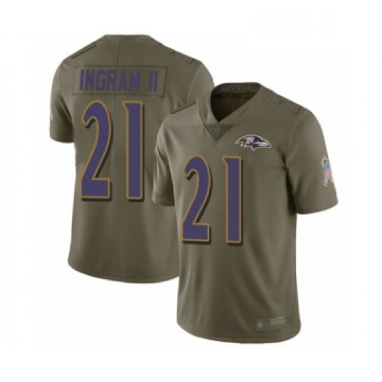 Mens Baltimore Ravens 21 Mark Ingram II Limited Olive 2017 Salute to Service Football Jersey Mens Baltimore Ravens 21 Mark Ingram II Limited Olive 2017 Salute to Service Football Jersey
