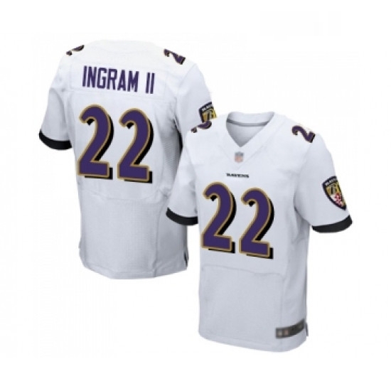 Mens Baltimore Ravens 22 Mark Ingram II Elite White Football Jersey Mens Baltimore Ravens 22 Mark Ingram II Elite White Football Jersey