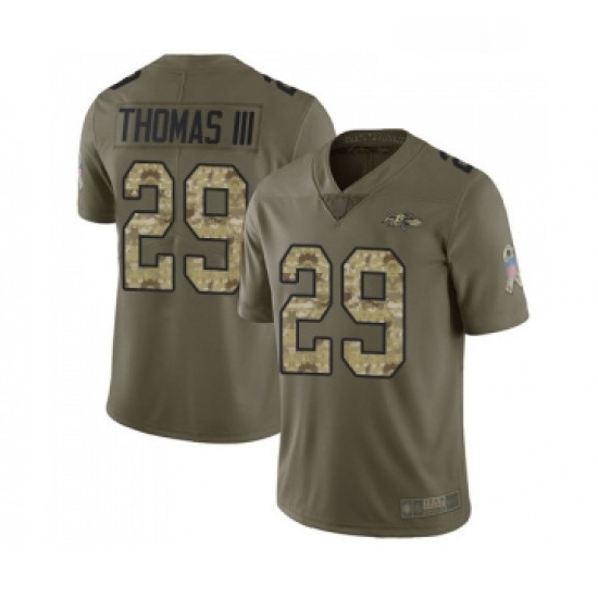 Mens Baltimore Ravens 29 Earl Thomas III Limited Olive Camo Salute to Service Football Jersey Mens Baltimore Ravens 29 Earl Thomas III Limited Olive Camo Salute to Service Football Jersey