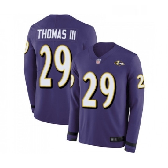 Mens Baltimore Ravens 29 Earl Thomas III Limited Purple Therma Long Sleeve Football Jersey Mens Baltimore Ravens 29 Earl Thomas III Limited Purple Therma Long Sleeve Football Jersey