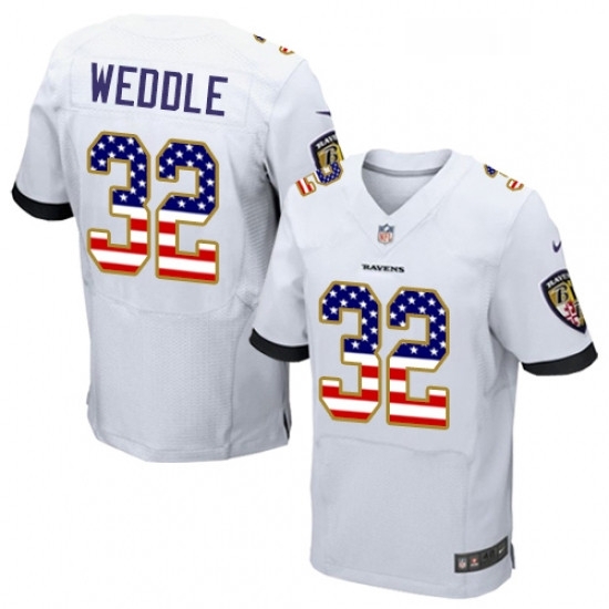 Mens Nike Baltimore Ravens 32 Eric Weddle Elite White Road USA Flag Fashion NFL Jersey Mens Nike Baltimore Ravens 32 Eric Weddle Elite White Road USA Flag Fashion NFL Jersey