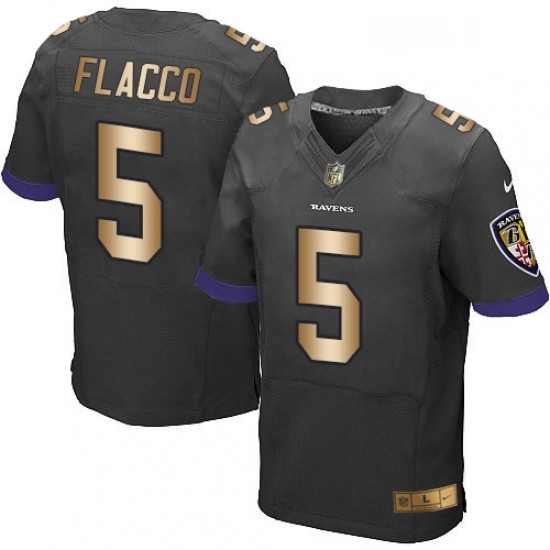 Mens Nike Baltimore Ravens 5 Joe Flacco Elite BlackGold Alternate NFL Jersey Mens Nike Baltimore Ravens 5 Joe Flacco Elite BlackGold Alternate NFL Jersey