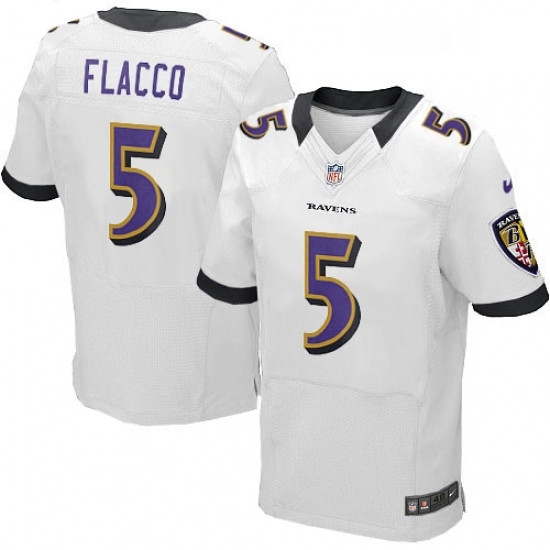 Mens Nike Baltimore Ravens 5 Joe Flacco Elite White NFL Jersey Mens Nike Baltimore Ravens 5 Joe Flacco Elite White NFL Jersey