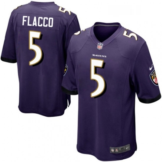 Mens Nike Baltimore Ravens 5 Joe Flacco Game Purple Team Color NFL Jersey Mens Nike Baltimore Ravens 5 Joe Flacco Game Purple Team Color NFL Jersey