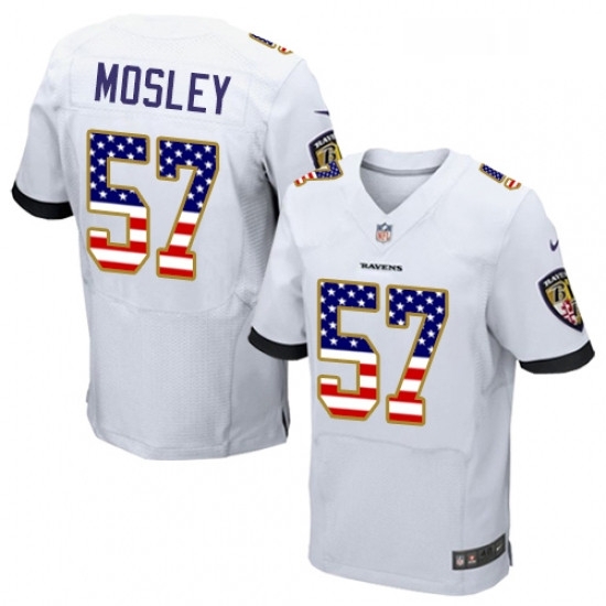 Mens Nike Baltimore Ravens 57 CJ Mosley Elite White Road USA Flag Fashion NFL Jersey Mens Nike Baltimore Ravens 57 CJ Mosley Elite White Road USA Flag Fashion NFL Jersey