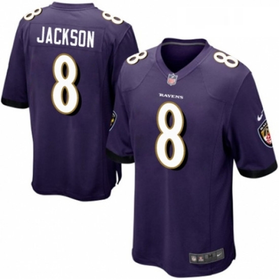 Mens Nike Baltimore Ravens 8 Lamar Jackson Game Purple Team Color NFL Jersey Mens Nike Baltimore Ravens 8 Lamar Jackson Game Purple Team Color NFL Jersey