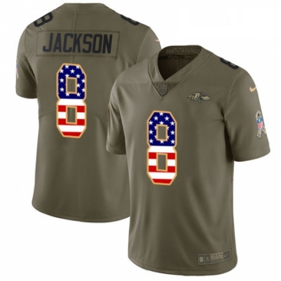 Mens Nike Baltimore Ravens 8 Lamar Jackson Limited OliveUSA Flag Salute to Service NFL Jersey Mens Nike Baltimore Ravens 8 Lamar Jackson Limited OliveUSA Flag Salute to Service NFL Jersey
