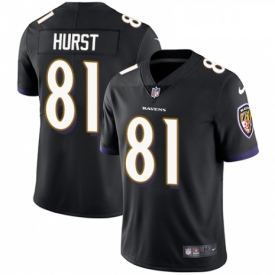 Mens Nike Baltimore Ravens 81 Hayden Hurst Black Alternate Vapor Untouchable Limited Player NFL Jersey Mens Nike Baltimore Ravens 81 Hayden Hurst Black Alternate Vapor Untouchable Limited Player NFL Jersey