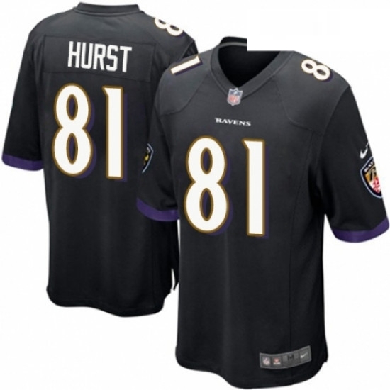 Mens Nike Baltimore Ravens 81 Hayden Hurst Game Black Alternate NFL Jersey Mens Nike Baltimore Ravens 81 Hayden Hurst Game Black Alternate NFL Jersey