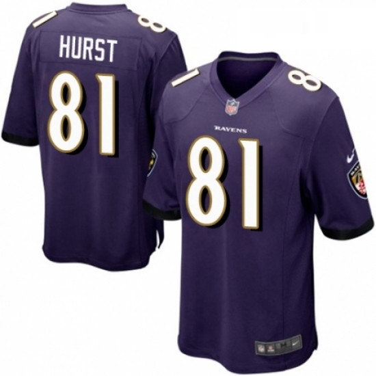 Mens Nike Baltimore Ravens 81 Hayden Hurst Game Purple Team Color NFL Jersey Mens Nike Baltimore Ravens 81 Hayden Hurst Game Purple Team Color NFL Jersey