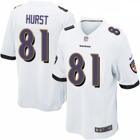 Mens Nike Baltimore Ravens 81 Hayden Hurst Game White NFL Jersey Mens Nike Baltimore Ravens 81 Hayden Hurst Game White NFL Jersey