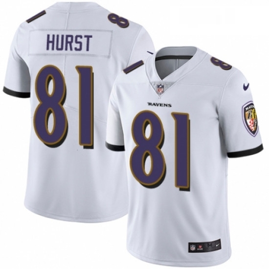 Mens Nike Baltimore Ravens 81 Hayden Hurst White Vapor Untouchable Limited Player NFL Jersey Mens Nike Baltimore Ravens 81 Hayden Hurst White Vapor Untouchable Limited Player NFL Jersey