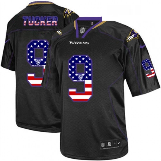 Mens Nike Baltimore Ravens 9 Justin Tucker Elite Black USA Flag Fashion NFL Jersey Mens Nike Baltimore Ravens 9 Justin Tucker Elite Black USA Flag Fashion NFL Jersey
