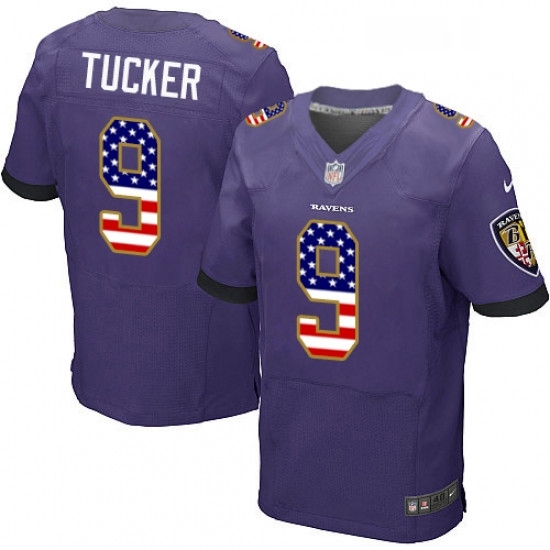 Mens Nike Baltimore Ravens 9 Justin Tucker Elite Purple Home USA Flag Fashion NFL Jersey Mens Nike Baltimore Ravens 9 Justin Tucker Elite Purple Home USA Flag Fashion NFL Jersey