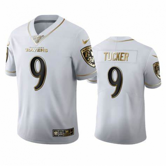 Men's Ravens Justin Tucker White 100th Season Golden Edition Jersey Men's Ravens Justin Tucker White 100th Season Golden Edition Jersey