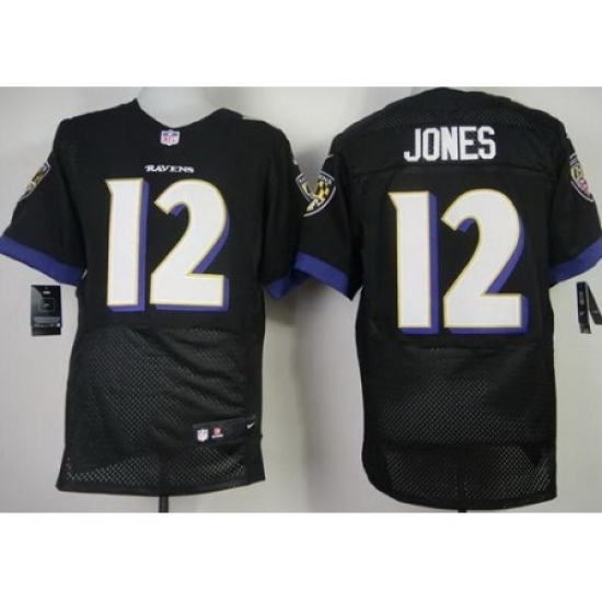 Nike Baltimore Ravens 12 Jacoby Jones Black Elite NFL Jersey Nike Baltimore Ravens 12 Jacoby Jones Black Elite NFL Jersey