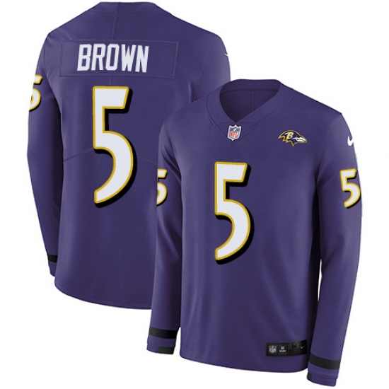 Nike Baltimore Ravens 15 Marquise Brown Purple Team Color Men Stitched NFL Limited Therma Long Sleeve Jersey Nike Baltimore Ravens 15 Marquise Brown Purple Team Color Men Stitched NFL Limited Therma Long Sleeve Jersey