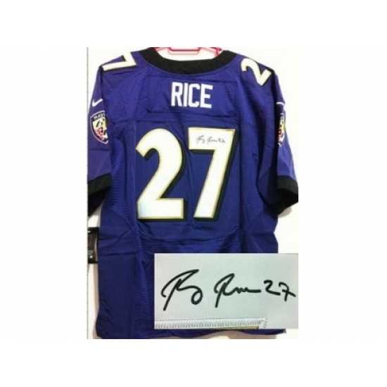 Nike Baltimore Ravens 27 Ray Rice Purple Elite Signed NFL Jersey Nike Baltimore Ravens 27 Ray Rice Purple Elite Signed NFL Jersey