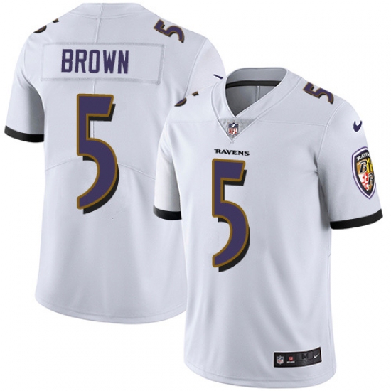 Nike Baltimore Ravens 5 Marquise Brown White Men Stitched NFL Vapor Untouchable Limited Jersey Nike Baltimore Ravens 5 Marquise Brown White Men Stitched NFL Vapor Untouchable Limited Jersey