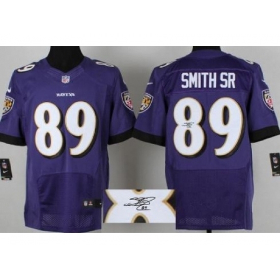 Nike Baltimore Ravens 89 Steve Smith Sr Purple Signed Elite NFL Jersey Nike Baltimore Ravens 89 Steve Smith Sr Purple Signed Elite NFL Jersey