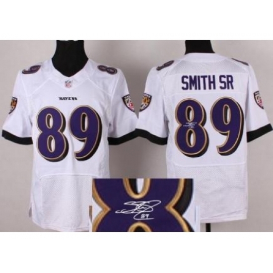 Nike Baltimore Ravens 89 Steve Smith Sr White Elite Signed NFL Jersey Nike Baltimore Ravens 89 Steve Smith Sr White Elite Signed NFL Jersey