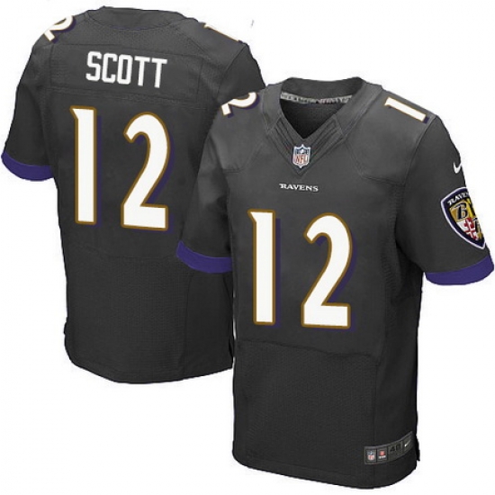 Nike Ravens #12 Jaleel Scott Black Alternate Mens Stitched NFL New Elite Jersey Nike Ravens #12 Jaleel Scott Black Alternate Mens Stitched NFL New Elite Jersey