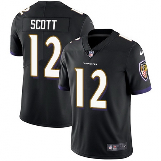 Nike Ravens #12 Jaleel Scott Black Alternate Mens Stitched NFL Vapor Untouchable Limited Jersey Nike Ravens #12 Jaleel Scott Black Alternate Mens Stitched NFL Vapor Untouchable Limited Jersey