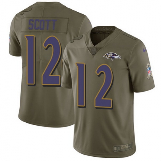 Nike Ravens #12 Jaleel Scott Olive Mens Stitched NFL Limited 2017 Salute To Service Jersey Nike Ravens #12 Jaleel Scott Olive Mens Stitched NFL Limited 2017 Salute To Service Jersey