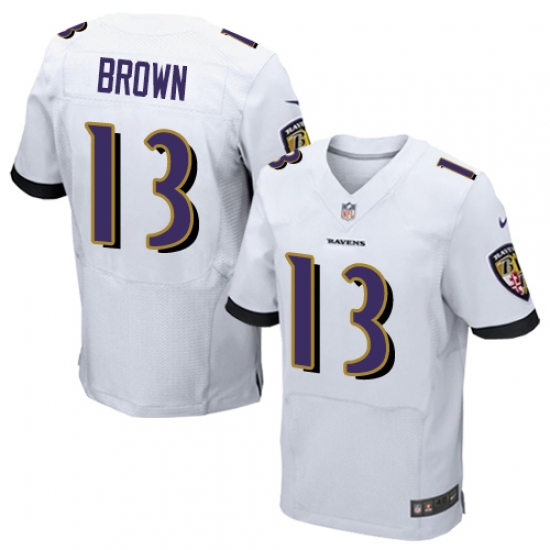 Nike Ravens #13 John Brown White Mens Stitched NFL New Elite Jersey Nike Ravens #13 John Brown White Mens Stitched NFL New Elite Jersey