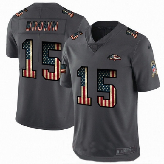 Nike Ravens 15 Marquise Brown 2019 Salute To Service USA Flag Fashion Limited Jersey Nike Ravens 15 Marquise Brown 2019 Salute To Service USA Flag Fashion Limited Jersey