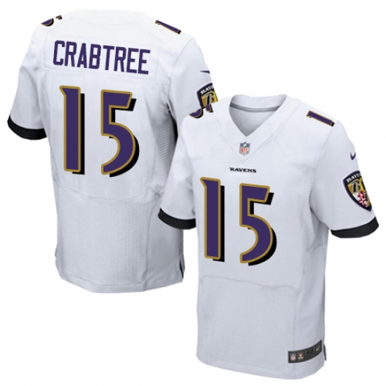 Nike Ravens #15 Michael Crabtree White Mens Stitched NFL New Elite Jersey Nike Ravens #15 Michael Crabtree White Mens Stitched NFL New Elite Jersey