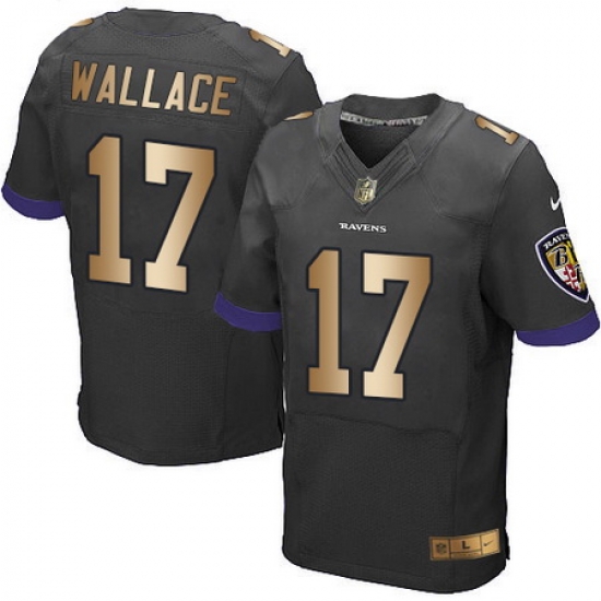 Nike Ravens #17 Mike Wallace Black Alternate Mens Stitched NFL New Elite Gold Jersey Nike Ravens #17 Mike Wallace Black Alternate Mens Stitched NFL New Elite Gold Jersey