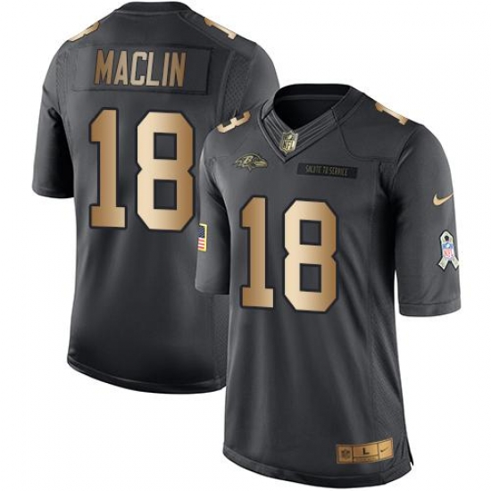 Nike Ravens #18 Jeremy Maclin Black Mens Stitched NFL Limited Gold Salute To Service Jersey Nike Ravens #18 Jeremy Maclin Black Mens Stitched NFL Limited Gold Salute To Service Jersey