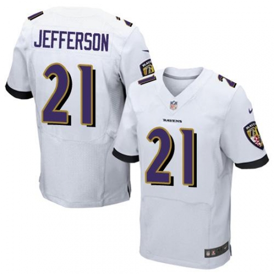 Nike Ravens #21 Tony Jefferson White Men's Stitched NFL New Elite Jersey Nike Ravens #21 Tony Jefferson White Men's Stitched NFL New Elite Jersey