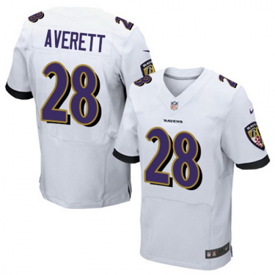 Nike Ravens #28 Anthony Averett White Mens Stitched NFL New Elite Jersey Nike Ravens #28 Anthony Averett White Mens Stitched NFL New Elite Jersey