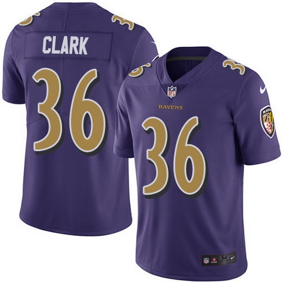 Nike Ravens 36 Chuck Clark Purple Men Stitched NFL Limited Rush Jersey Nike Ravens 36 Chuck Clark Purple Men Stitched NFL Limited Rush Jersey