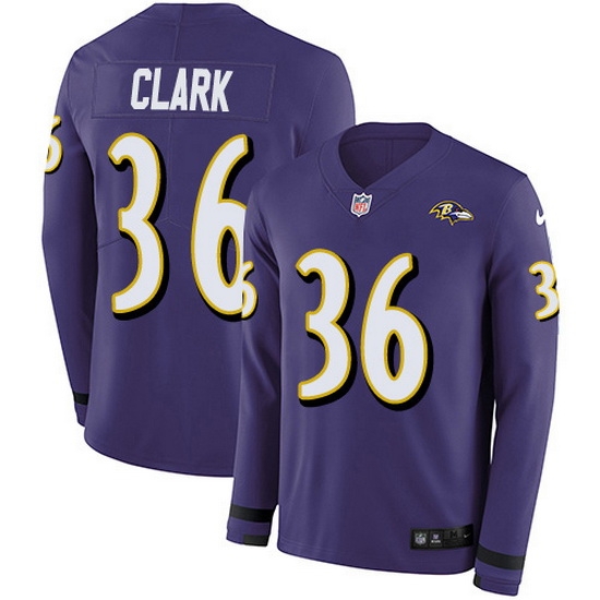 Nike Ravens 36 Chuck Clark Purple Team Color Men Stitched NFL Limited Therma Long Sleeve Jersey Nike Ravens 36 Chuck Clark Purple Team Color Men Stitched NFL Limited Therma Long Sleeve Jersey