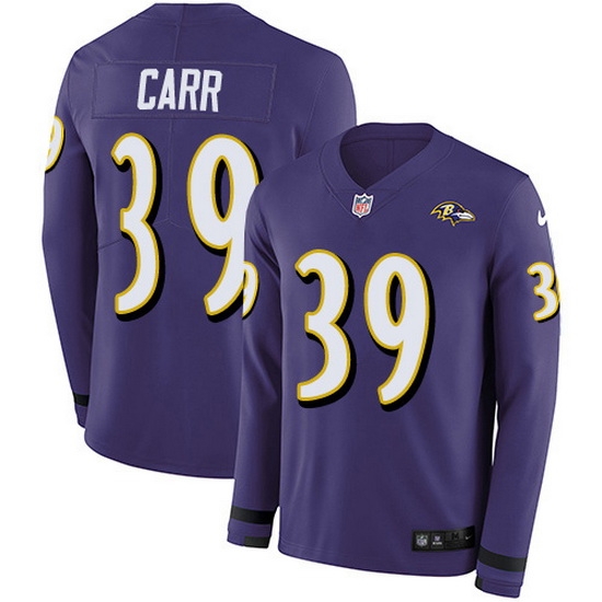Nike Ravens 39 Brandon Carr Purple Team Color Men Stitched NFL Limited Therma Long Sleeve Jersey Nike Ravens 39 Brandon Carr Purple Team Color Men Stitched NFL Limited Therma Long Sleeve Jersey