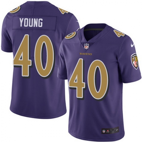 Nike Ravens #40 Kenny Young Purple Mens Stitched NFL Limited Rush Jersey Nike Ravens #40 Kenny Young Purple Mens Stitched NFL Limited Rush Jersey