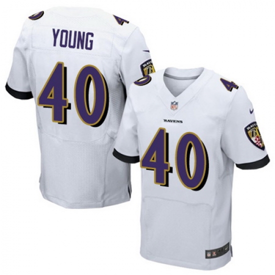 Nike Ravens #40 Kenny Young White Mens Stitched NFL New Elite Jersey Nike Ravens #40 Kenny Young White Mens Stitched NFL New Elite Jersey