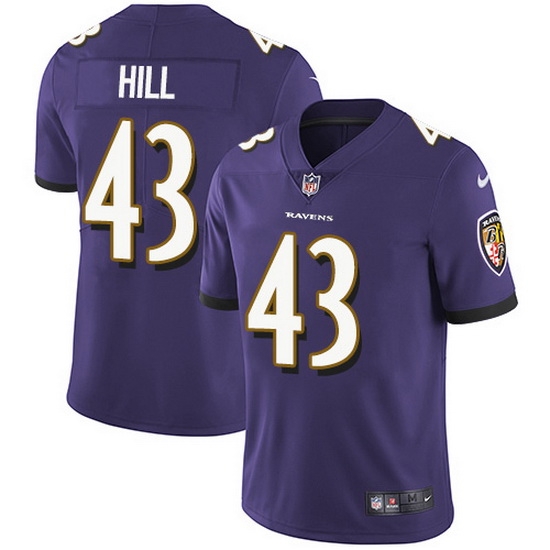 Nike Ravens 43 Justice Hill Purple Team Color Men Stitched NFL Vapor Untouchable Limited Jersey Nike Ravens 43 Justice Hill Purple Team Color Men Stitched NFL Vapor Untouchable Limited Jersey