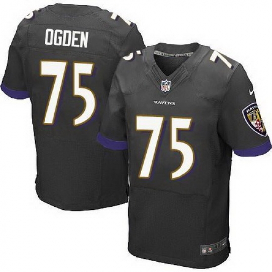 Nike Ravens #75 Jonathan Ogden Black Alternate Men Stitched NFL New Elite Jersey Nike Ravens #75 Jonathan Ogden Black Alternate Men Stitched NFL New Elite Jersey
