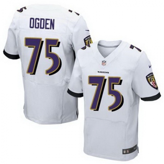 Nike Ravens #75 Jonathan Ogden White Men Stitched NFL New Elite Jersey Nike Ravens #75 Jonathan Ogden White Men Stitched NFL New Elite Jersey